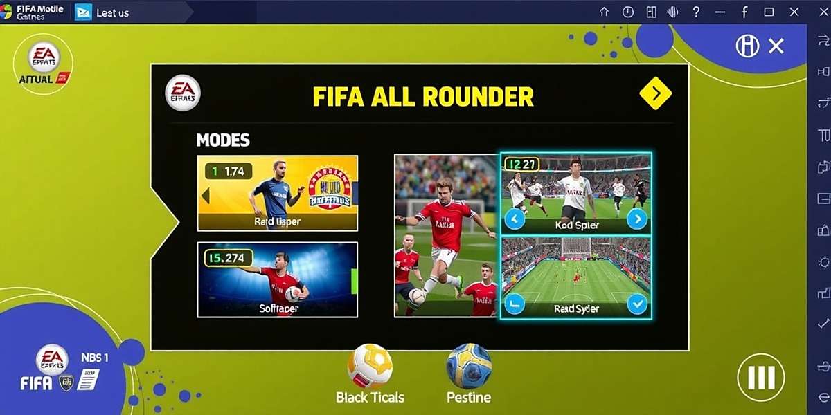 FIFA Mobile All Rounder - Main Menu with Multiple Game Modes FIFA Mobile All Rounder main menu showing various game modes
